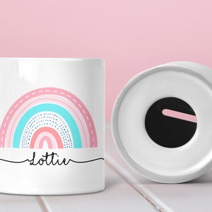Regenbogen Spardose Für Mädchen personalisierte Namen Geschenke Spardose Spardose Kinderzimmer Kinderzimmer Dekor Spardose