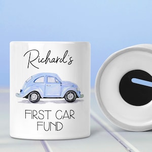 First Car Gift, Personalised Money Box, Car Fund, Boys 17th Birthday, Learner Driver, Custom, Piggy Bank, Present For Son, Savings Jar