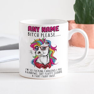 Grappige gepersonaliseerde eenhoornmok aangepaste naam teef alsjeblieft koffie thee kopje cadeaus voor haar hem verjaardag trots een goed gevoel cadeau elke naam cadeau-ideeën