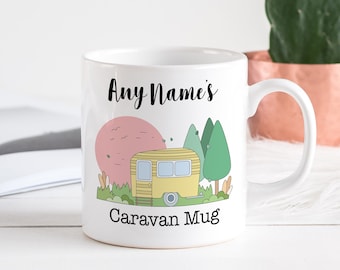 Personalisierte Wohnwagen-Tasse, benutzerdefinierter Name, Kaffee / Tee, Tasse für Wohnwagen, Geschenk für sie