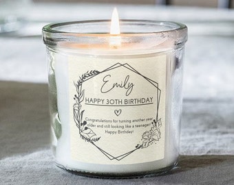 Personalisierte Geburtstagsgeschenk für sie Duftkerze im Glas Kundenspezifisches Geschenk Mädchen 16.18.21.30.40.50.60.70.80