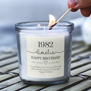 Happy Birthday Gift For Her Personalised Scented Candle In Jar Custom Girls 16th 18th 21st 30th 40th 50th 60th 70th 80th Ladies Birthdays