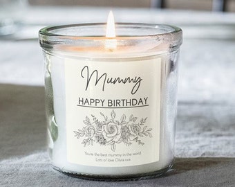 Personalised Birthday Gift For Mum Mummy Scented Candle In Jar Custom Candles Present For Mums Birthdays Special Keepsake Any Text For Her