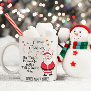 Taza navideña personalizada para Papá Noel, leche y galletas de Papá Noel, taza con nombre personalizado, regalos para niños y niñas, caja de Nochebuena, regalos festivos, tazas.