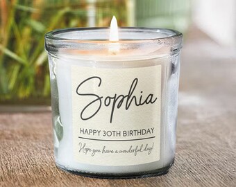 Personalised Birthday Candle, Gift For Her, Scented Jar Candle, Custom Present For Girls, Ladies 16th 18th 21st 30th 40th 50th 60th Keepsake