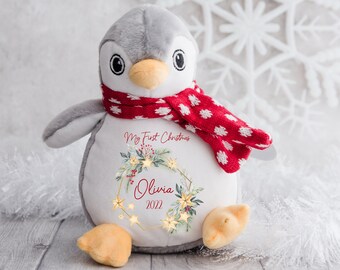 私の最初のクリスマスペンギンテディベア、パーソナライズされた赤ちゃんの最初のクリスマスギフト、女の子のクリスマスソフトトイ、男の子のかわいい、新生児プレゼント、新しい赤ちゃん