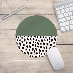 Dalmatiner Print Spotty Green Mouse Mat Rechteck oder Rundes Mousepad Schreibtisch Mauspad Büro Zubehör Mausmatt Muster PC Computer Schreibtisch