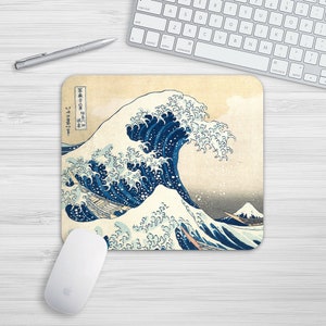 Mousepad -The Great Wave Off Kanagawa - Mausmatte - Rechteck oder rund - Schreibtisch Mauspad - Büro Zubehör - Mousemat PC Computer Geschenk