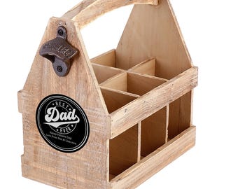 Regalo personalizado de cerveza para el Día del Padre, lata de cerveza, personalizada, caja de madera, soporte para 6 botellas, transportador y abridor de botellas, para papá, abuelo.