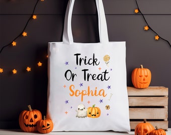 Personalisierte Halloween Süßigkeitstasche Mädchen Jungen Benutzerdefinierte Geschenk Kostüm Zubehör Jeder Name Süßigkeiten Geschenktaschen Süßigkeitshalter wiederverwendbar