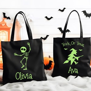 Personalised Halloween Bag for Kids, Glow In The Dark, Trick Treat Bag, For Girls & Boys , Add Any Name