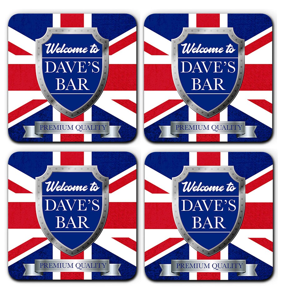 Artylicious Tappetino da bar personalizzato - bandiera Union Jack Bar