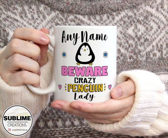 Beware Crazy Penguin Lady Novelty Gift Mug
