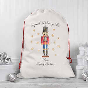 Nutcracker Christmas Sack for Children Personalised Santa Gift Bag For Kids Sacks Linen Drawstring Bag Xmas Gifts Present Girls Boys