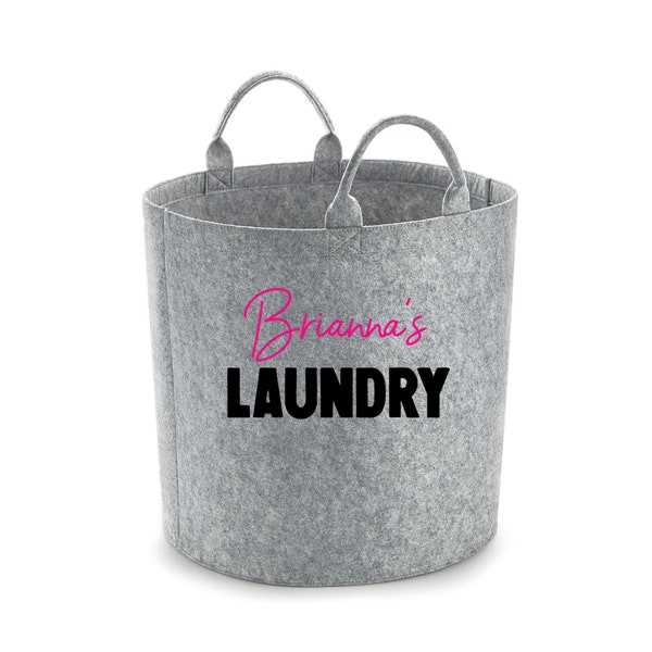 Personalised Laundry Basket, Girls Washing Baskets, Custom Name, Bedroom Storage, Gift For Girls