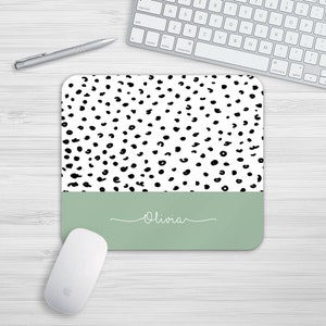 Personalised Dalmatian Print Green Mouse Mat Rectangle Or Round Mousepad Desk Mouse Pad Office Accessories Mousemat Pattern PC Computer Gift
