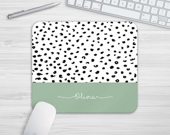 Personalised Dalmatian Print Green Mouse Mat Rectangle Or Round Mousepad Desk Mouse Pad Office Accessories Mousemat Pattern PC Computer Gift