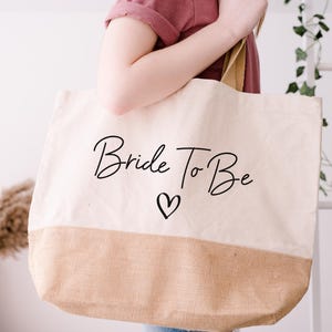 Bolsa de tela para futura novia, despedida de soltera, equipo nupcial, dama de honor, bolsa de playa, yute, bolsa para escapadas de fin de semana, dama de honor, regalo