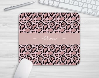 Grand Tapis De Souris Rose Doré Imprimé Léopard 80 X 20 Cm Xl Avec Base En Caoutchouc