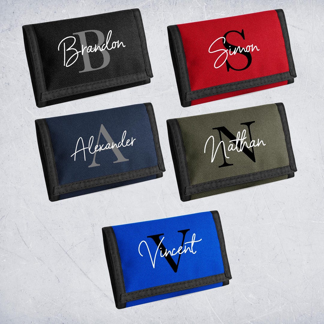 パーソナライズされた財布、男の子用、子供用マネーウォレット、カスタムネーム＆イニシャル、ポケットマネー、休日、修学旅行、コインポケット、カードホルダー  - Etsy 日本