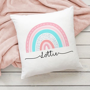 Personalised Cushion For Girls Any Name Rainbow Pillow Decorative Cushions Bedroom Accessories Nursery Decor Birthday Gifts Keepsake Present