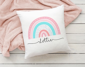 Personalised Cushion For Girls Any Name Rainbow Pillow Decorative Cushions Bedroom Accessories Nursery Decor Birthday Gifts Keepsake Present