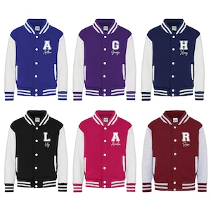Personalised Kids Varsity Jacket, Custom Name and Initials, Girls and Boys Jackets, Baseball Jacket, Children&#39;s Unisex, Hoodie, Coat