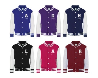 Personalised Kids Varsity Jacket, Custom Name and Initials, Girls and Boys Jackets, Baseball Jacket, Children's Unisex, Hoodie, Coat