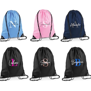 Sac à cordon personnalisé, Sac de sport pour enfants, Nom et initiale personnalisés, Kit d'éducation physique, Chambre de bébé, Sac à dos, École, Sac à dos, Natation, Filles, Garçons, Sac
