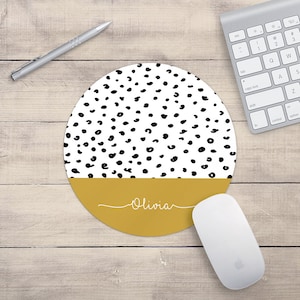 Personalisierter Dalmatiner Druck Senf Mausmatte Rechteck oder Rundes Mousepad Schreibtisch Mauspad Büro Accessoires Mausmatt Muster PC Computer