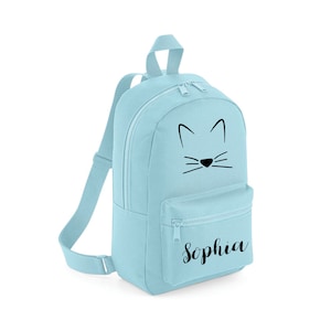 Girls Personalised Backpack Any Name Cat Mini School Bag Toddlers Cats Rucksack Bags Children&#39;s Pre School Rucksacks Playgroup Backpacks