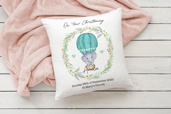 Baby Christening Gift Personalised Cushion Gift For Babies Girls Custom Keepsake Any Name Pillow Decorative Cushions Bedroom Nursery Decor
