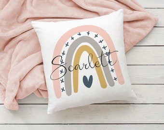 Personalised Rainbow Cushion, Custom Name, Gift For Girls, Rainbow Pillow, Decorative Cushions, Girls Bedroom, Nursery