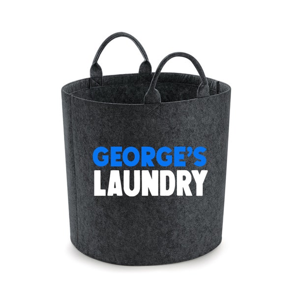 Personalised Laundry Basket, Washing Basket For Boys, Custom Name, Bedroom Storage, Gift For Him