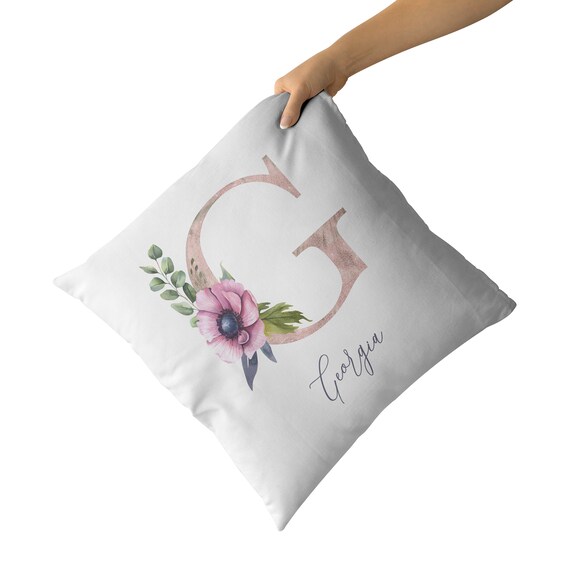 Gift for Her Girls Ladies Personalised Cushion Rose Name Initial Keepsake Gift Birthday Pillow Floral Decorative Cushions Bedroom Decor Etsy Israel
