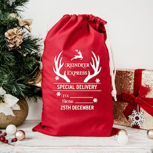 Santa Sack For Christmas Special Delivery Red Gift Bag For Girls Boys XL Cotton Drawstring Bag Present Sacks Xmas Children&#39;s Kids Presents