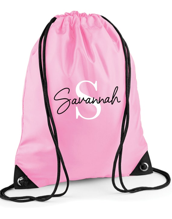 Bolsa de gimnasio personalizada con cordón, para niños, con nombre