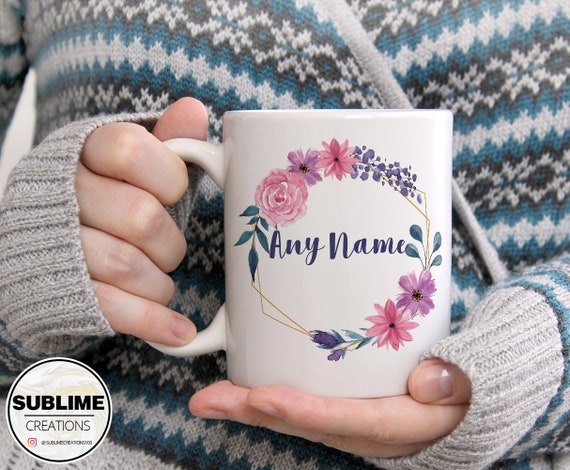Details about / Personalised Watercolour Floral Bouquet Mug Custom Name Coffee Tea Hot Chocolate