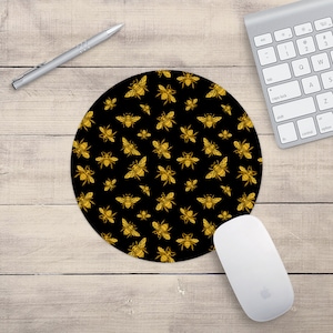 Honigbiene Hummel Biene Bees Print Mausmatte Rechteck oder Rundes Mousepad Schreibtisch Mauspad Büro Zubehör Mausmatte Muster PC Computer Schreibtisch