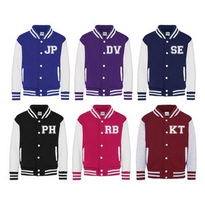 Personalised Kids Varsity Jacket, Custom Initials, Girls and Boys Jackets, Baseball Jacket, Children&#39;s Unisex, Hoodie, Coat