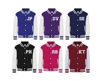 Personalised Kids Varsity Jacket, Custom Initials, Girls and Boys Jackets, Baseball Jacket, Children's Unisex, Hoodie, Coat