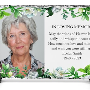 Personalised Memorial Gift, In Loving Memory Photo Plaque, Remembrance, Memoriam Plaque, Slate, Keepsake, Bereavement, Sympathy, Condolence