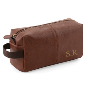 Trousse de toilette personnalisée pour homme, Trousse de toilette en cuir pour homme, Initiales personnalisées, Fête des pères, Cadeau pour papa, Trousse de toilette, Monogramme, Accessoire de voyage