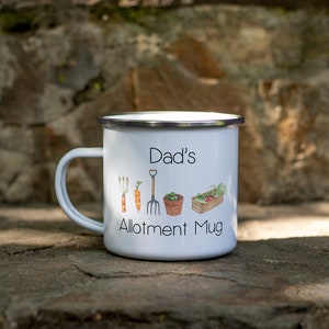 Dad's Allotment Mug, Gift For Father's Day, Enamel Cup, Indoor Outdoor, Gardening Gifts, Gardener Present