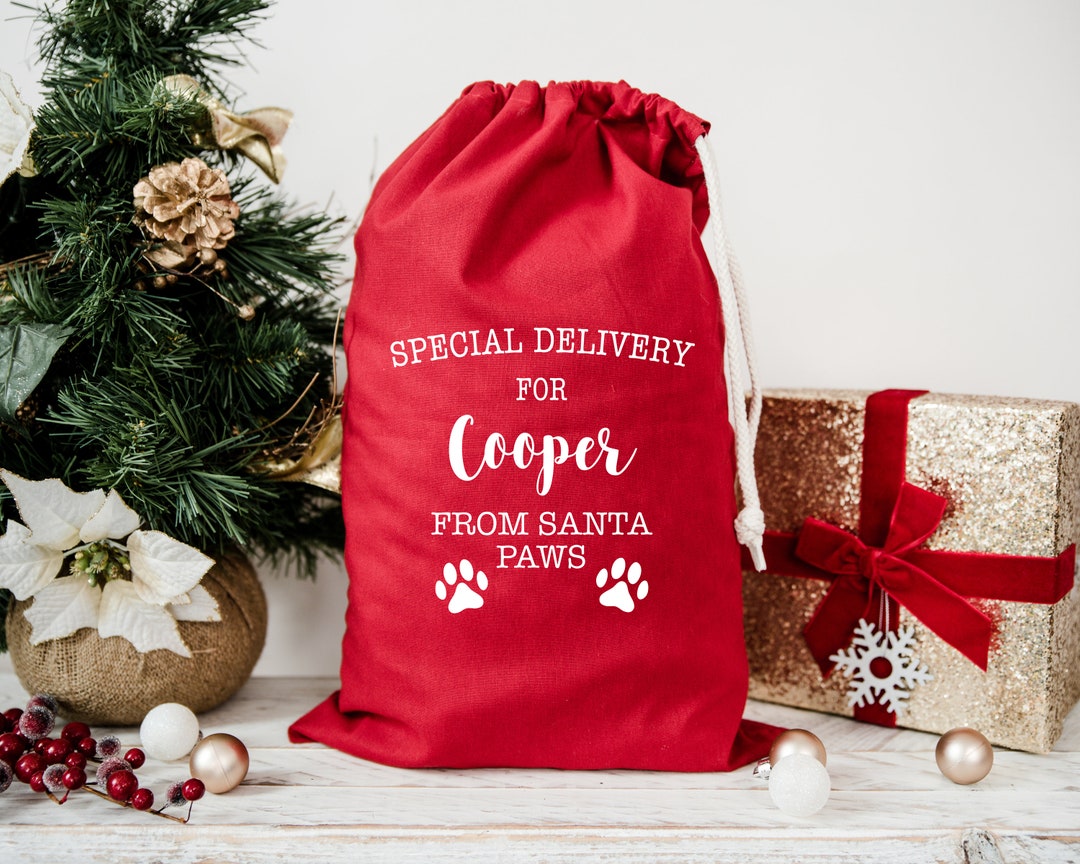 Santa Sack for Dogs Christmas Gift Bag Personalised Red Gift Bag Dog