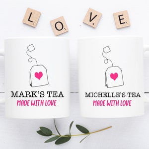 Personalised Couples Made With Love Mug Set Of 2 Mugs Funny Couples Married Coffee Tea Cup Gifts For Him Her Wife Husband His & Hers Set