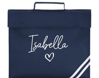 Personalised Name Book Bag For Girls, Back To School, Customisable Gift, Perfect For Nursery and Primary School Children, Kids and Toddlers