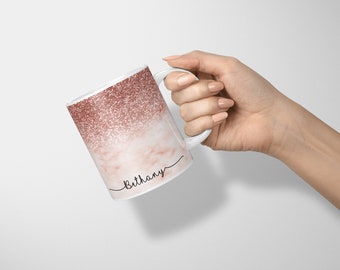 Taza personalizada con efecto brillante, nombre personalizado, taza de café y té brillante, regalo para su cumpleaños, tazas brillantes para mujeres, niñas y niños, cualquier regalo con nombre