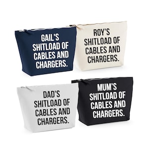 Sac de rangement personnalisé pour câbles et chargeurs, cadeau amusant pour la fête des pères, prénom personnalisé, cadeau d'anniversaire pour homme, femme, rangement de câbles pour papa