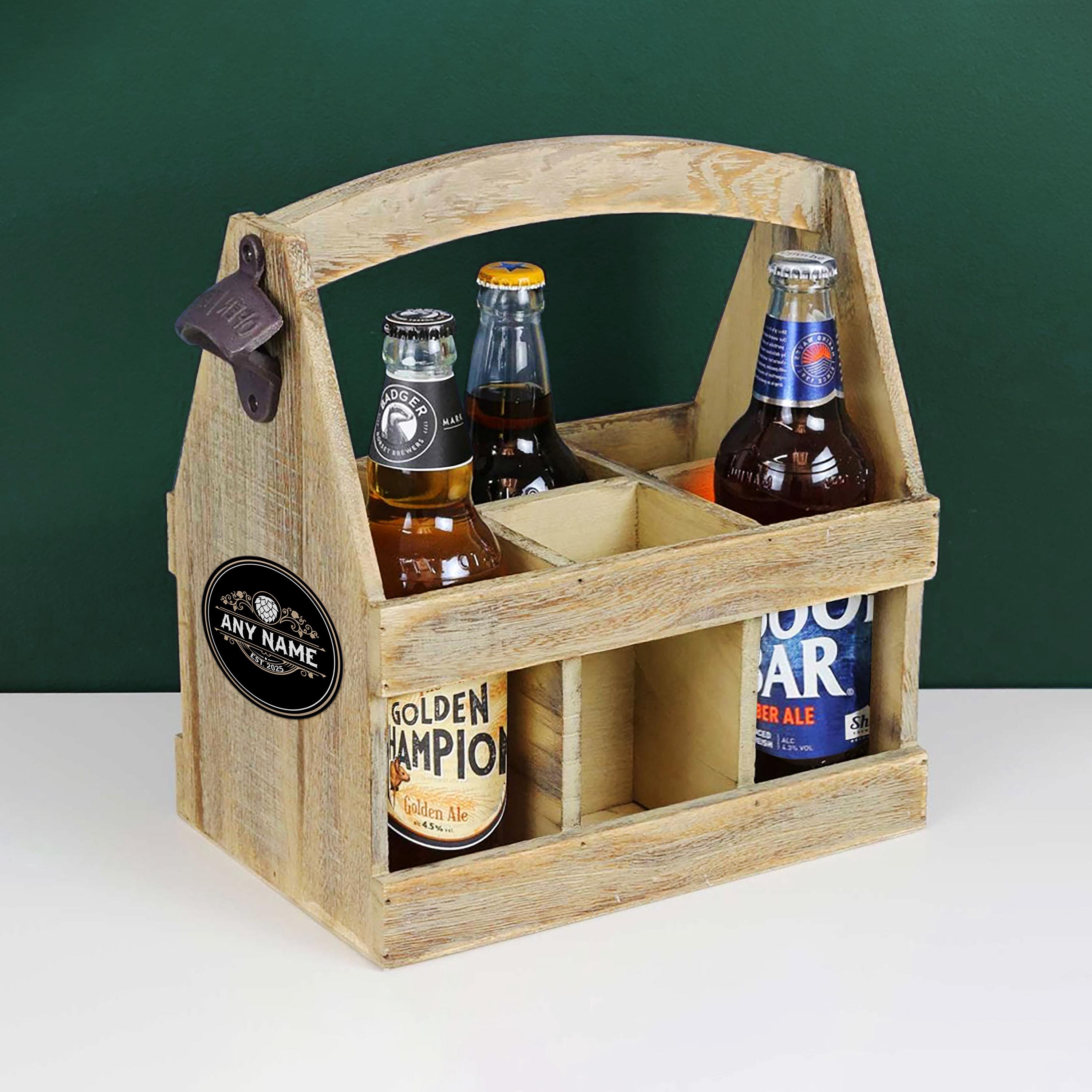 Porta birra in legno, Porta Bottiglie in Legno, Regali Divertenti per